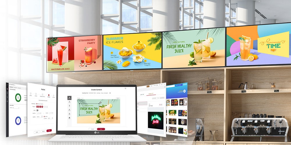 Digital Signage Installation am Messestand von Coca Cola